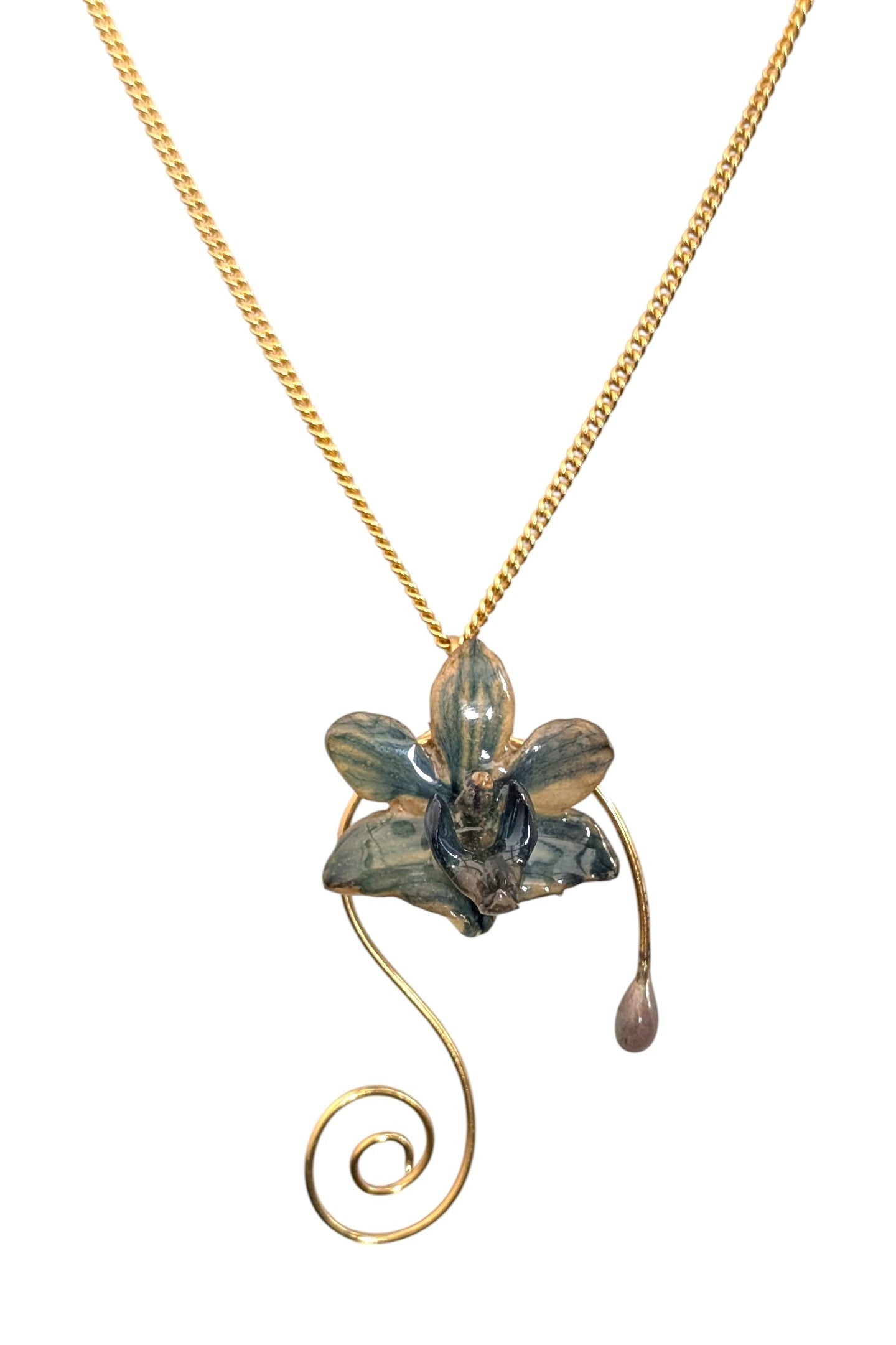 Real Orchid Gold Swirl Pendant