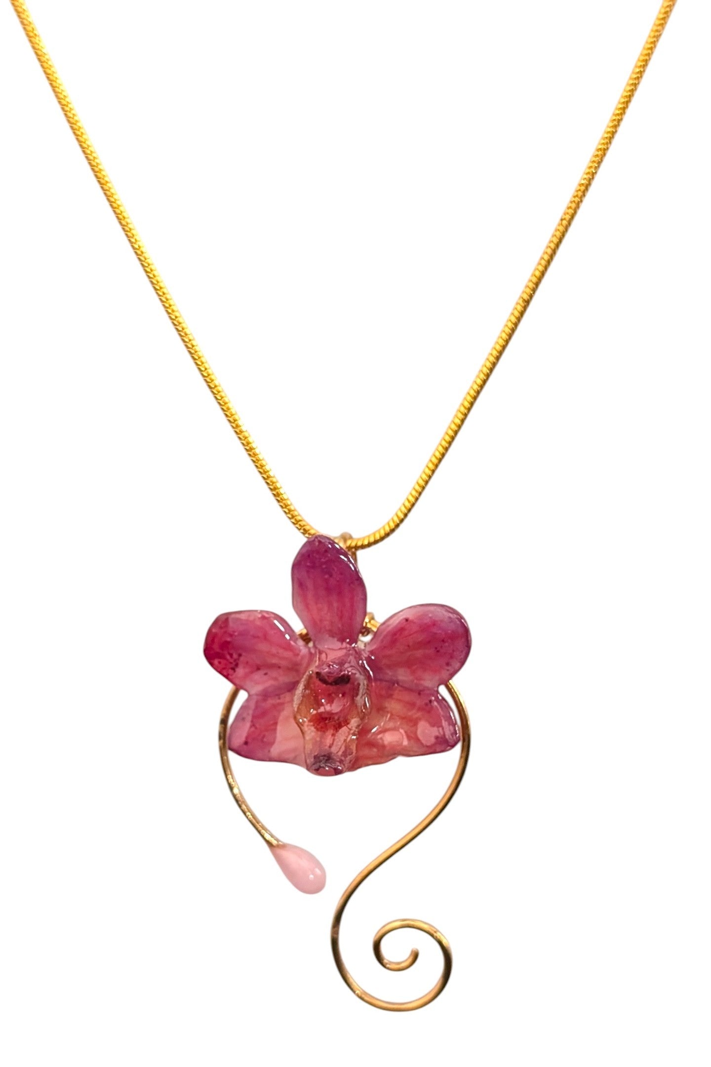 Real Orchid Gold Swirl Pendant