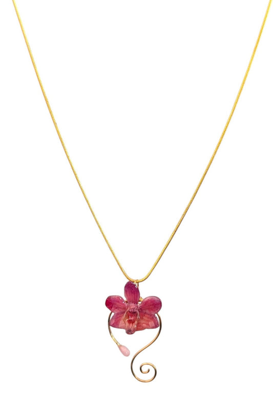 Real Orchid Gold Swirl Pendant