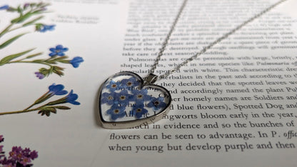 Real Forget-me-not Heart Pendant