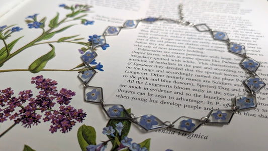 Real Forget-me-not Collar Necklace