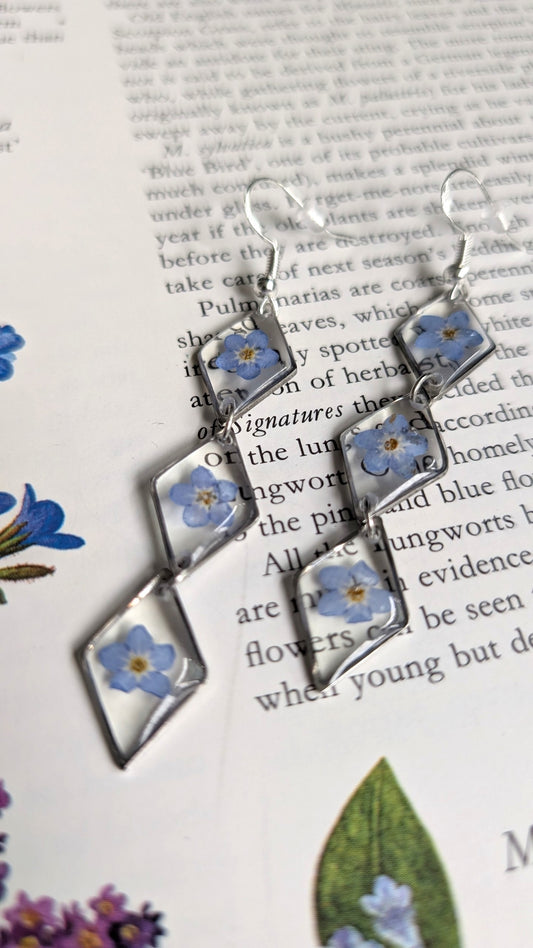 Real Forget-me-not Earrings (triple)