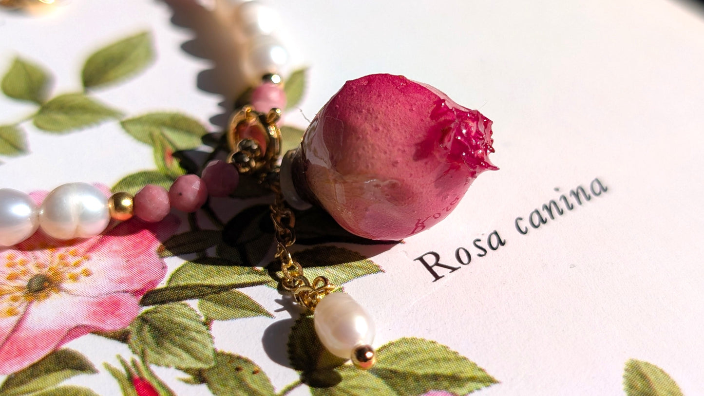 Real Rose & Freshwater Pearl Bracelet