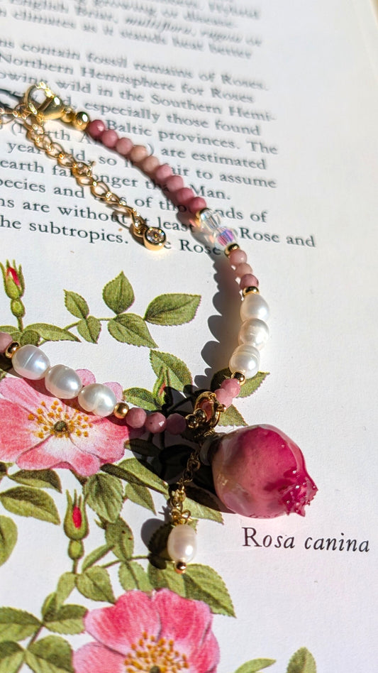 Real Rose & Freshwater Pearl Bracelet