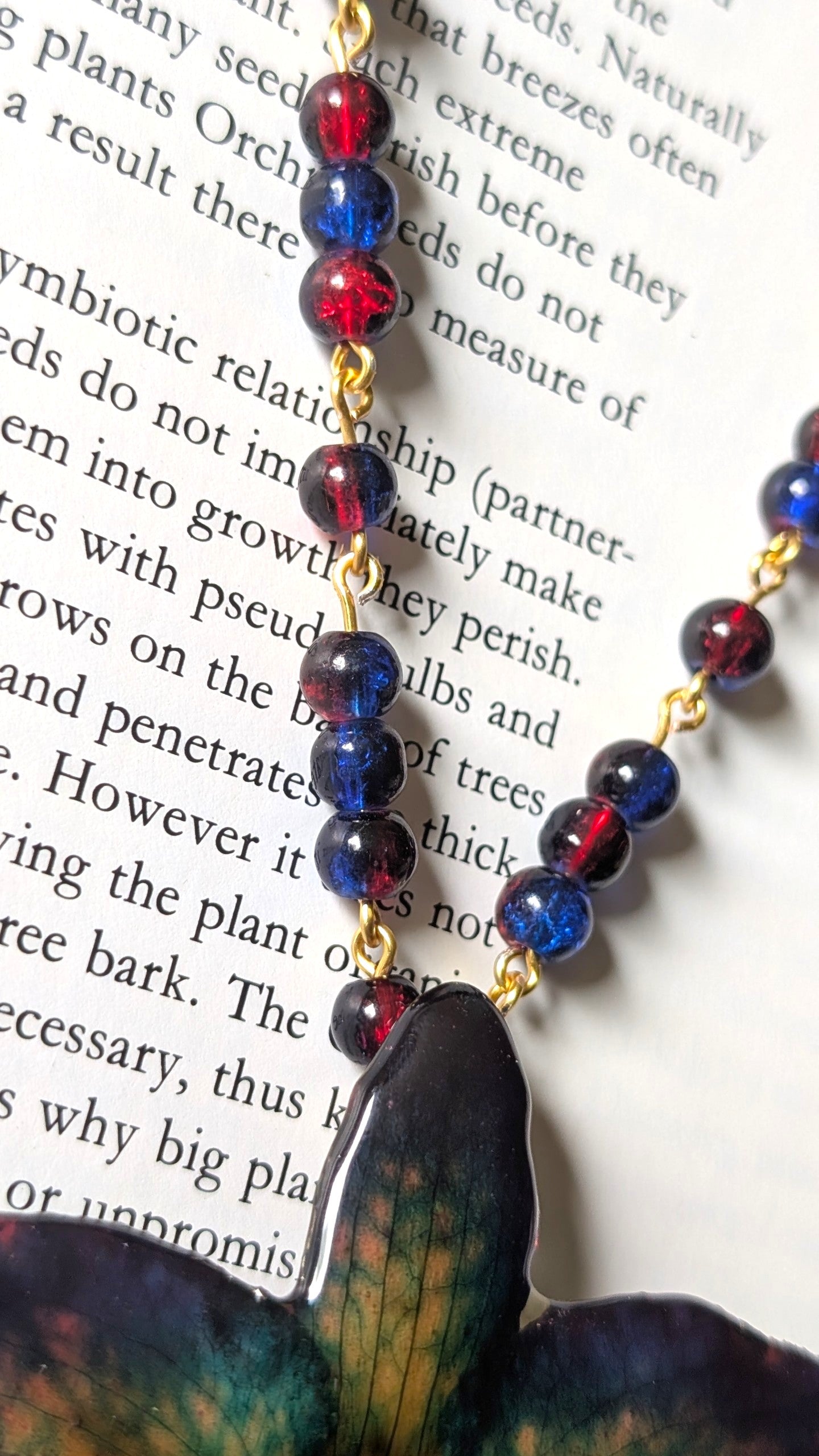 Real Cattleya Orchid Beaded Chain Necklace