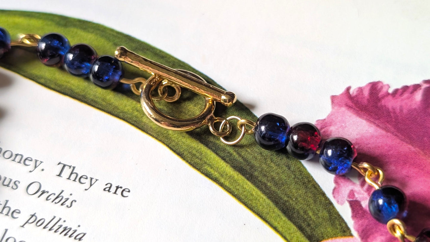 Real Cattleya Orchid Beaded Chain Necklace