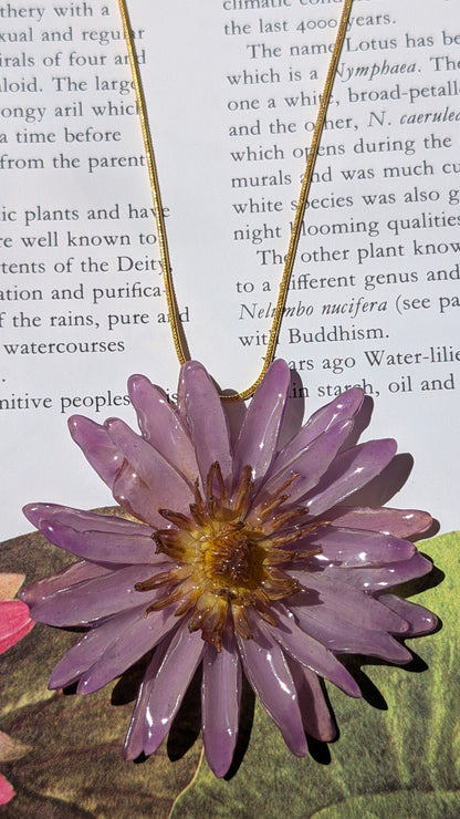 Real Lilac Waterlily Pendant