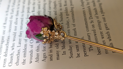 Real Pink Rose Gold Filigree Hairstick