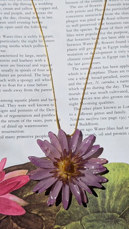 Real Lilac Waterlily Pendant