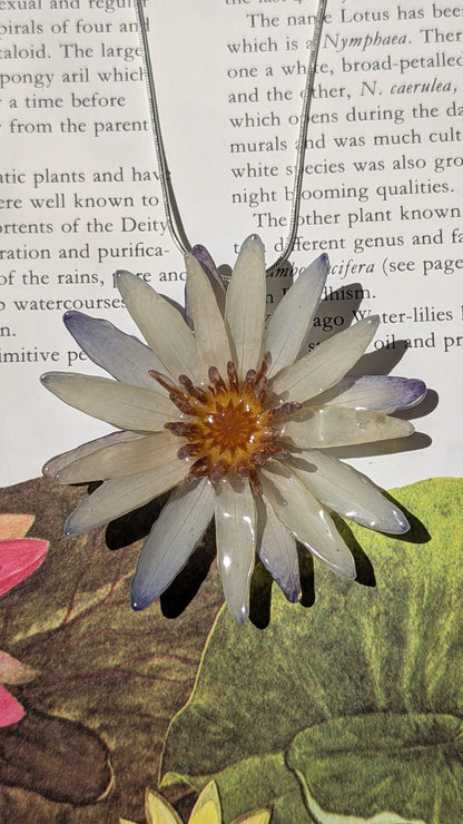 Real Blue Waterlily Pendant