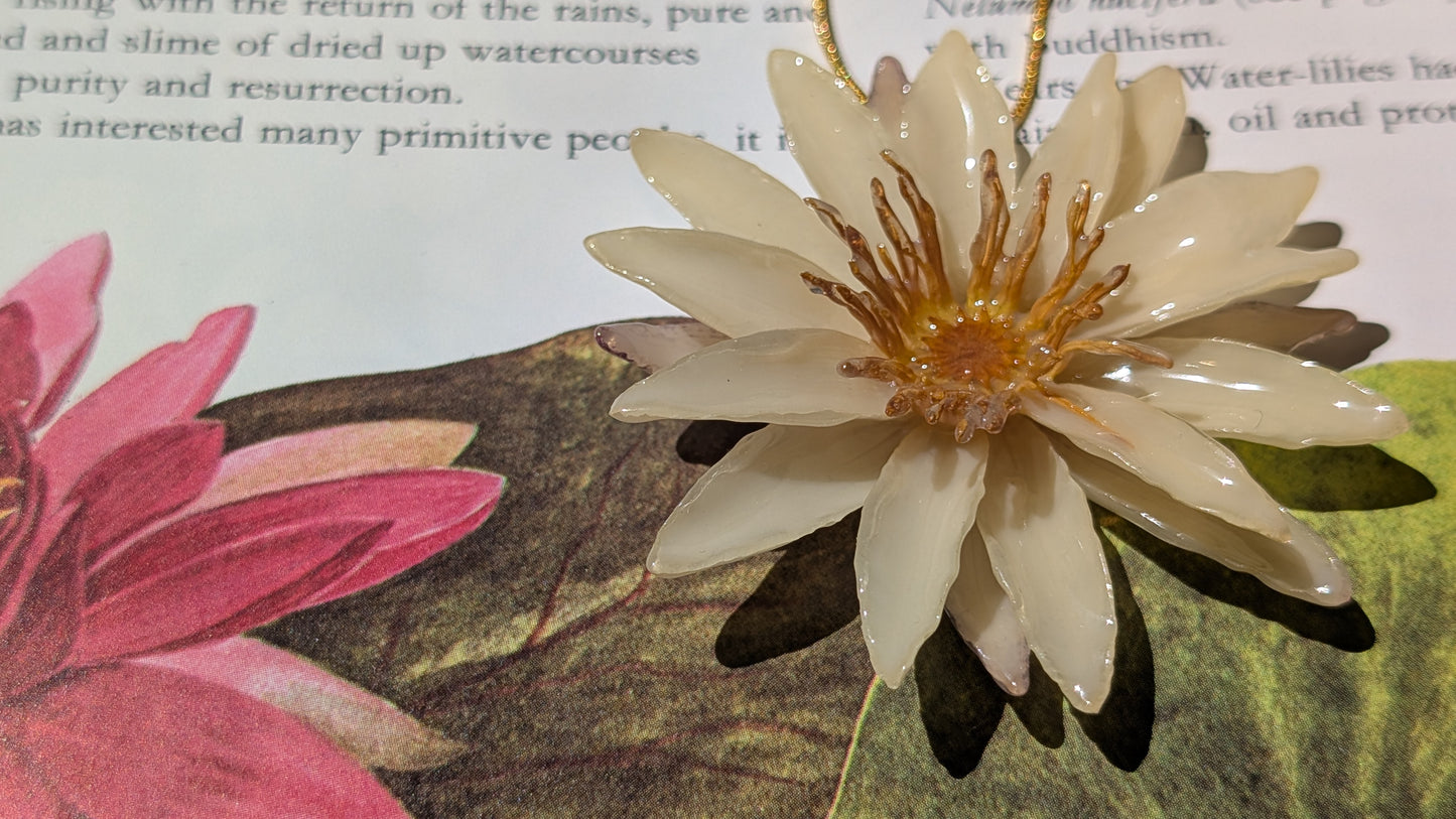 Real Cream Waterlily Pendant