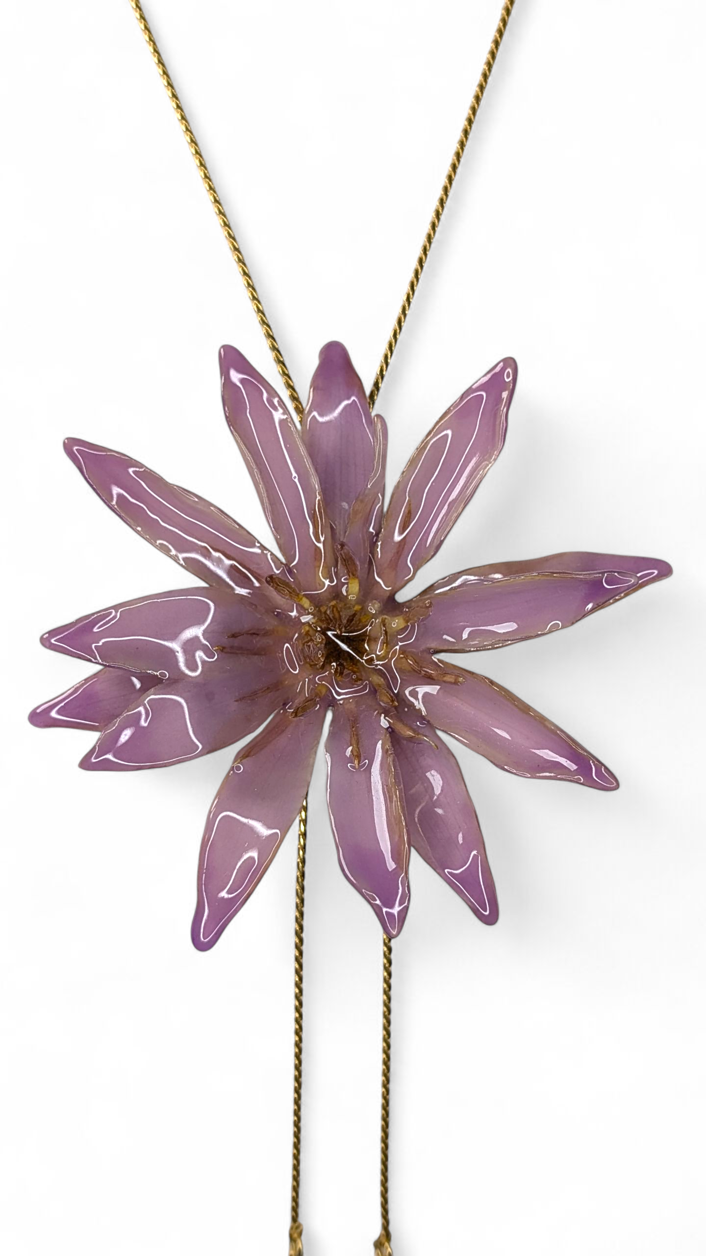 Real Lilac Waterlily Sliding Lariat Necklace