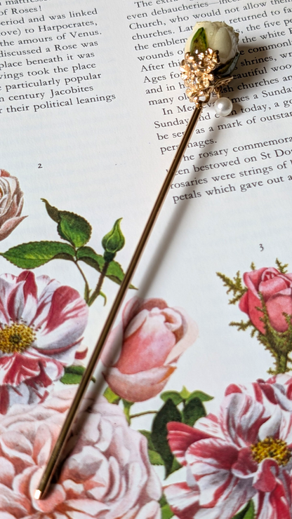 Real Pink Rose Gold Filigree Hairstick