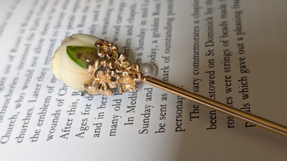 Real Pink Rose Gold Filigree Hairstick