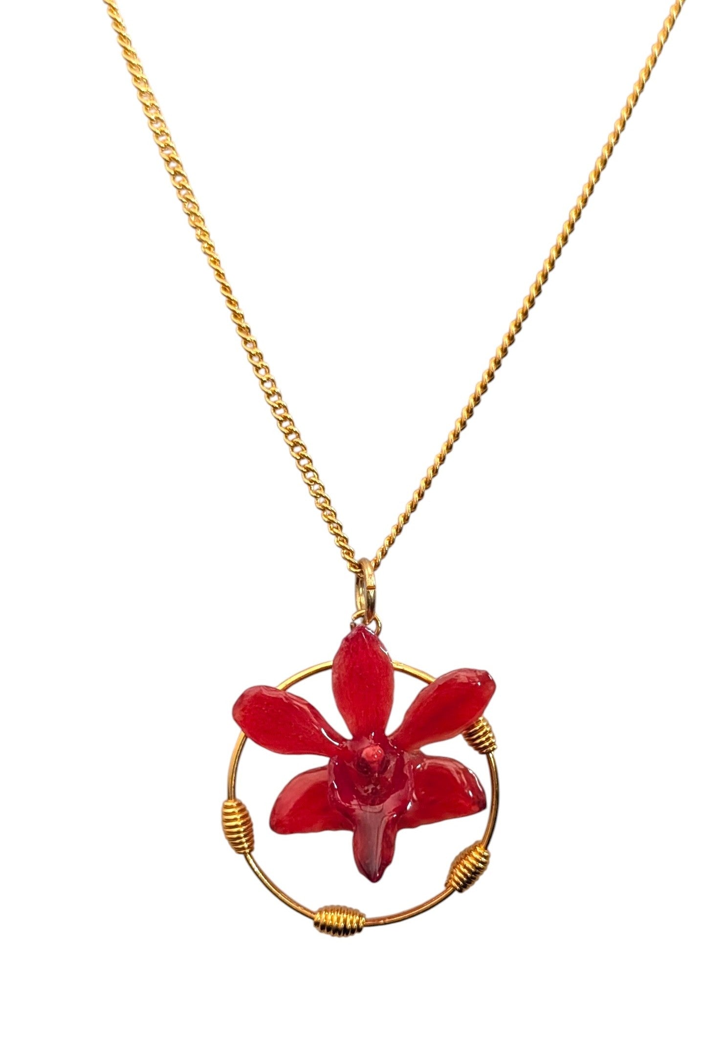 Real Orchid Wirework Pendant