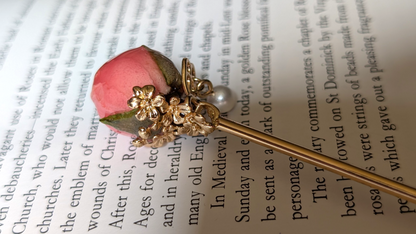Real Pink Rose Gold Filigree Hairstick