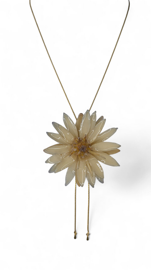 Real Bluish Waterlily Sliding Lariat Necklace