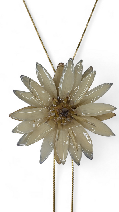 Real Bluish Waterlily Sliding Lariat Necklace