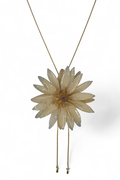 Real Bluish Waterlily Sliding Lariat Necklace